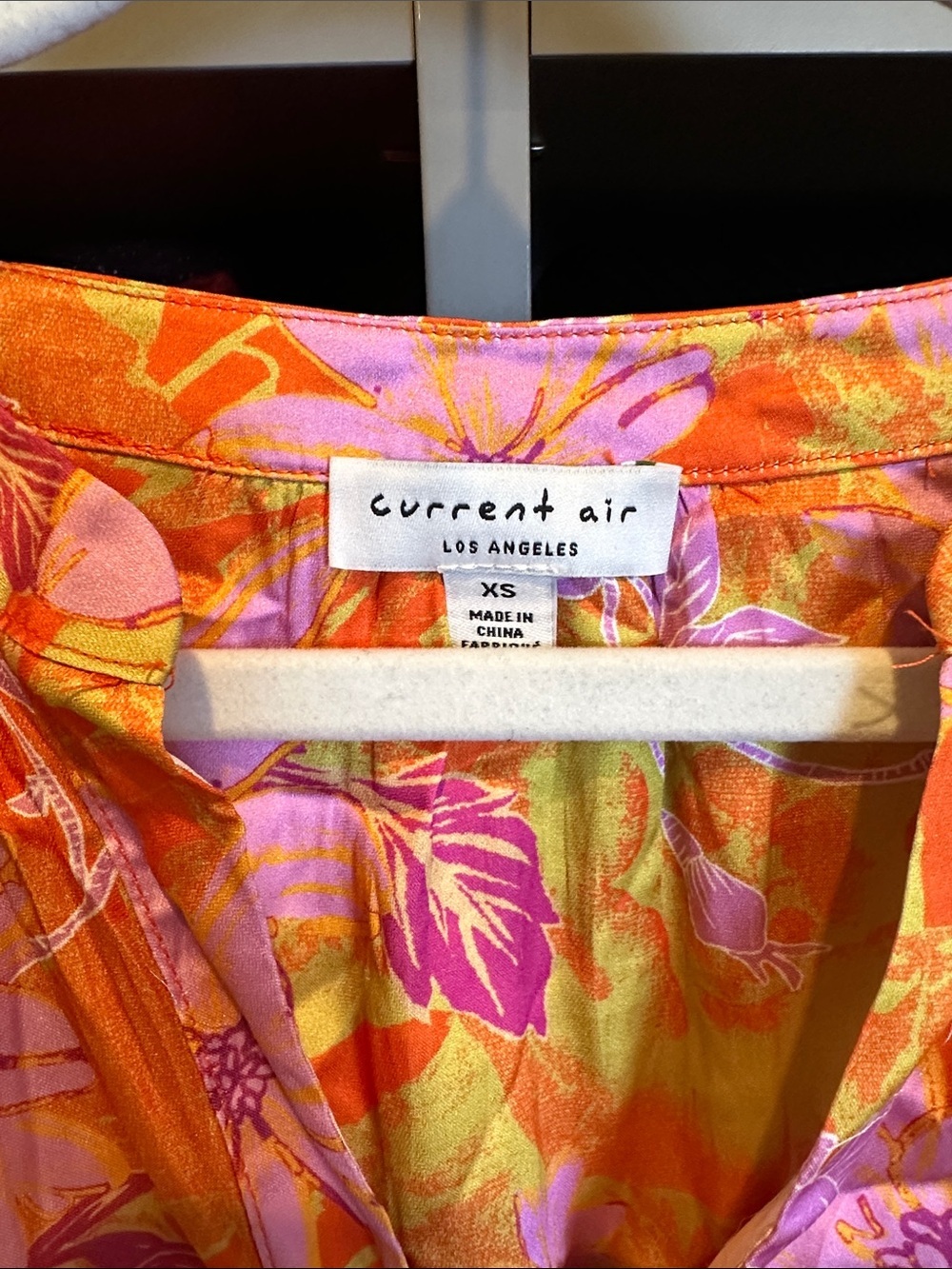 Current Air orange/purple floral short sleeve ruffled midi dress size XS - Picture 2 of 4